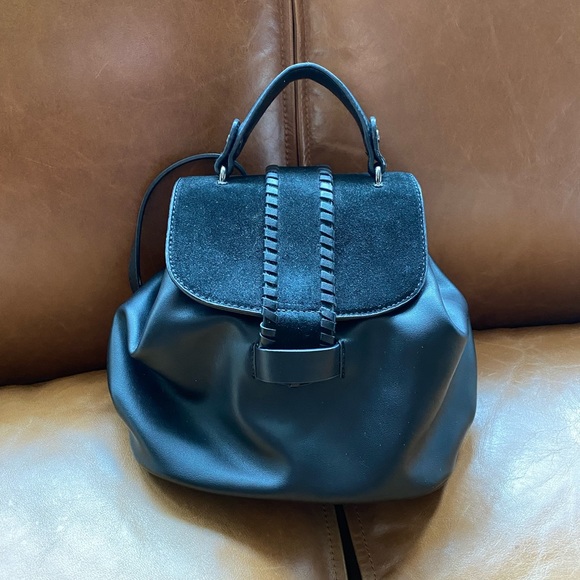 Anthropologie Black Leather Small Backpack - Picture 3 of 4